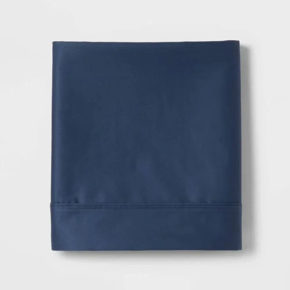 NEW Threshold 400 Thread Count Performance Flat Sheet - King - Metallic Blue